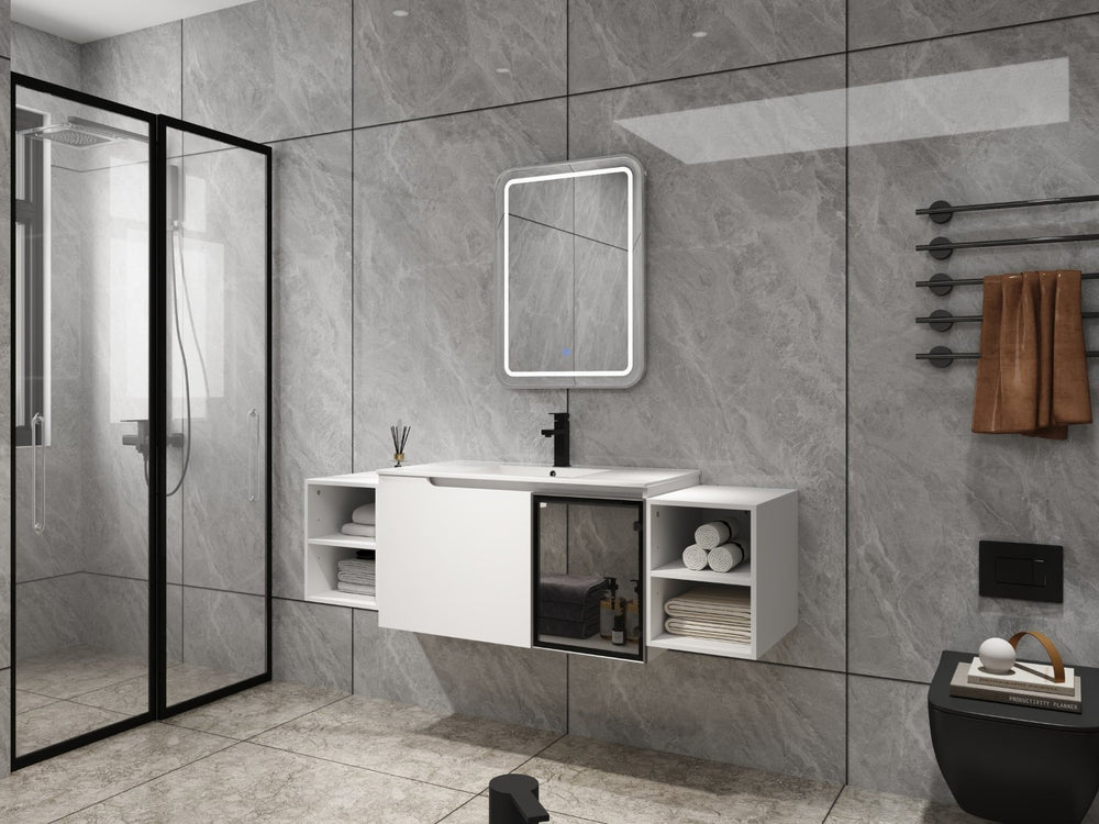 English Elm 60" Freestanding Double Sink Bathroom Vanity with Soft-close Doors and Three Drawers W999S00531