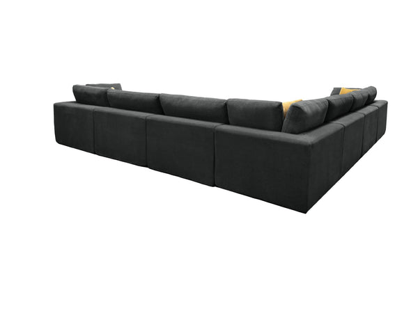 English Elm Coffee Bean Textured Modular Sectional Sofa Low Profile Contemporary Living Room Dark Gray B2748S00081