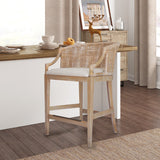 Martha Stewart Playa Transitional Handcrafted Rattan Counter Stool 25" H MT104-1194 Natural Whitewash