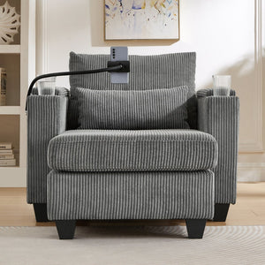 English Elm Convertible Chaise Lounge Sofa Chair With Usb Ports, Storage & Cup Holders – Ideal For Small Spaces! N719S002021E