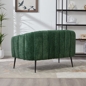 English Elm 50.2'' Channel Tufted Chenille Settee Compact Two Seat Sofa with Metal Legs Green W3118P397105