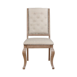 English Elm Set Of 2 Cream Upholstered Dining Chairs With Tufted Back & Nailhead Trim For Elegant Spaces B016P225438-GIGA