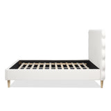 English Elm Stockholm Modern Wavy Headboard Platform Bed, Queen, Antique White Polyester