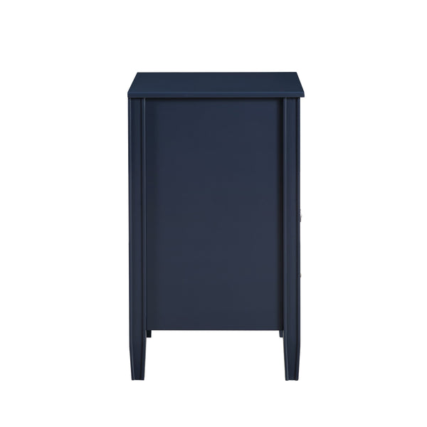 English Elm Winston 2-Drawer Storage Nightstand with Brushed Gold Knobs, Open Shelf, Fluted Legs, No Assembly Dark Blue B050P376957