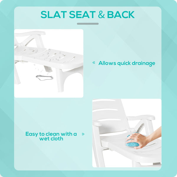 English Elm Outsunny Outdoor Chaise Lounge Chair With Wheels, Adjustable 5-Level Recline For Pool & Garden Fun W2225P174109-GIGA