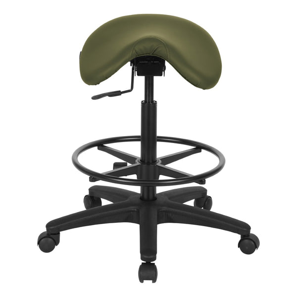 OSP Home Furnishings Backless Saddle Stool Ergonomic Pneumatic Height Adjustable Office Studio Task Seating Dillon Sage ST205-R106