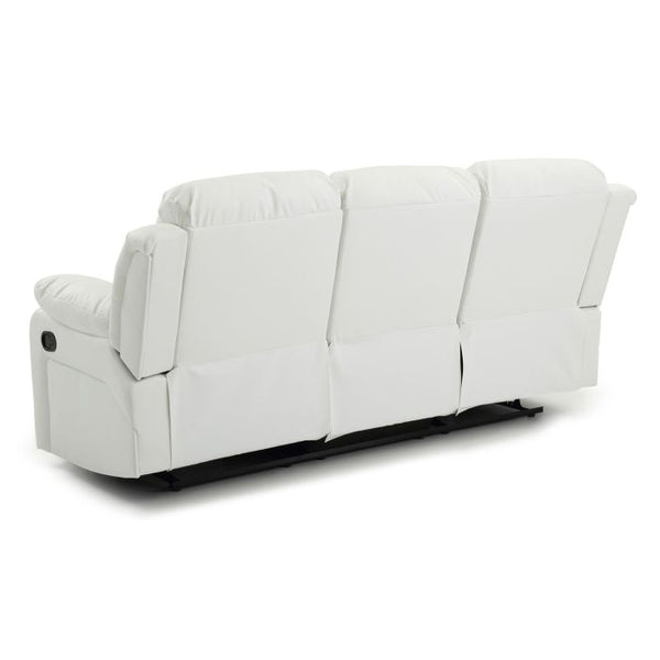 English Elm Daria PU Reclining Sofa with Channel Tufted Back, Smooth Handle Release, Durable Support 85"W White 26 L x 86 W x 30 H B078108396