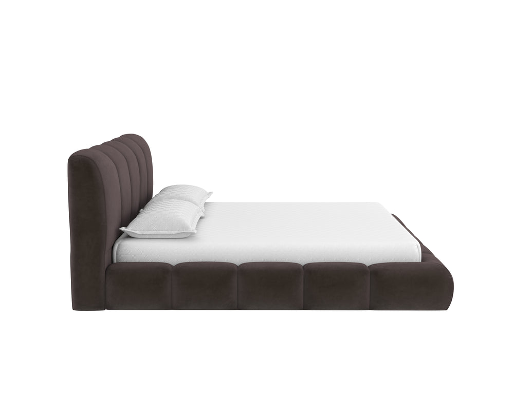 Sunpan Olena King Bed - Luxuriously Plush Meg Ash Upholstered Design with No Box Spring Needed, 99"W x 102.5"D