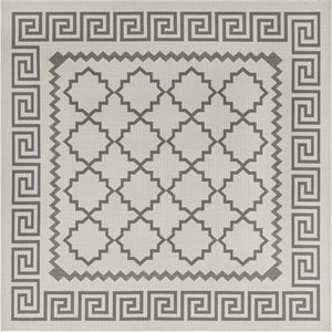 Unique Loom Outdoor Trellis Stars Machine Made Geometric Rug Gray, Silver 6' 1" x 6' 1"