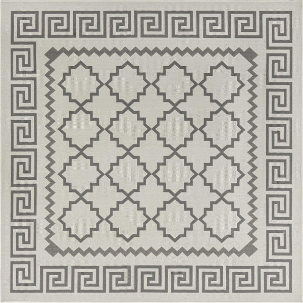 Unique Loom Outdoor Trellis Stars Machine Made Geometric Rug Gray, Silver 6' 1" x 6' 1"
