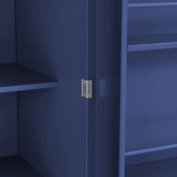 English Elm Topmax Farmhouse Pantry Cabinet 77 Inch Tall Freestanding Kitchen Storage with Drawers Blue N717S000047C