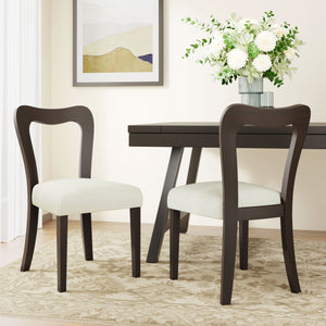 English Elm Christopher Knight Home® - Dining Chair Modern Set of 2 with Rounded Back and Upholstered Seat on Durable Rubberwood Frame Beige,Dark Brown N771P254007O