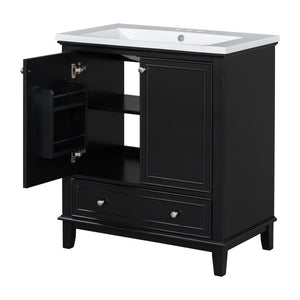 English Elm 30" Bathroom Vanity With Sink Combo - Modern Black Cabinet, Spacious Storage & Durable Design SY999606AAB-6