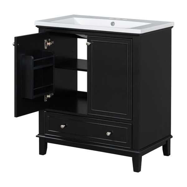 English Elm 30" Bathroom Vanity With Sink Combo - Modern Black Cabinet, Spacious Storage & Durable Design SY999606AAB-6