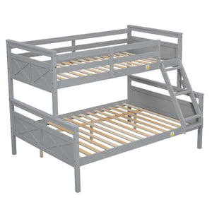 English Elm Twin Twin-over-Full Bunk Bed with Attached Ladder and Full-Length Guardrails for Safe Space-Saving Sleep Gray SM000118AAE-1