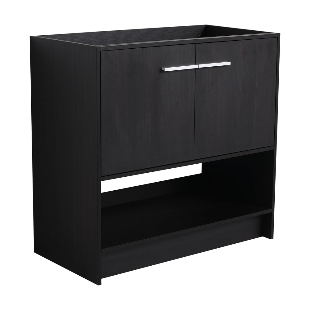 English Elm 36" Freestanding Bathroom Vanity with 2 Doors and Open Shelf, Modern Ergonomic Plywood Cabinet Dark Oak W1972P268401