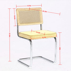 English Elm Mid Velvet Mid Century Dining Chair with Rattan Back, Solid Wood Frame, Plush Velvet, 360lb Capacity Gold W1143P168323