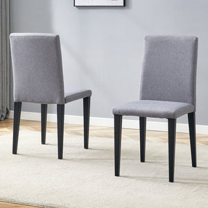 English Elm Two Linen-Cotton Dining Chairs with Sturdy Metal Legs, Breathable Upholstery and Anti-Slip Feet for Comfort and Stability Black,Light Gray W1151P263140