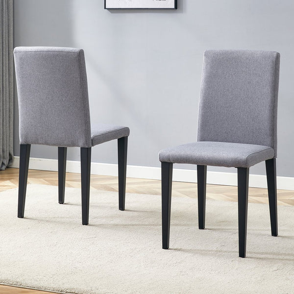 English Elm Two Linen-Cotton Dining Chairs with Sturdy Metal Legs, Breathable Upholstery and Anti-Slip Feet for Comfort and Stability Black,Light Gray W1151P263140