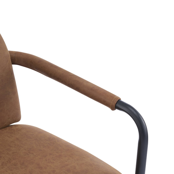 English Elm Christopher Knight Home® - Dinning modern iron-frame dining chair set of 2 with durable fabric seats, compact, stylish and sturdy Black,Brown N771P247180W