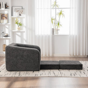 English Elm 40" Chenille Cloud Floor Chair Convertible Sleeper Sofa Lounge for Dorm Apartment Bedroom Gray W3118P388898
