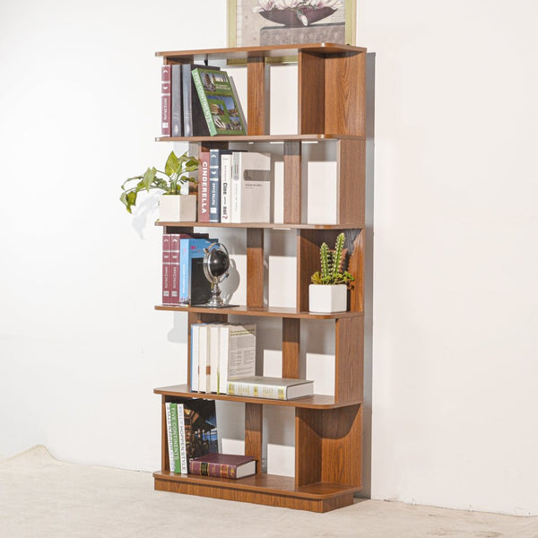 English Elm 31.5" Tall 5-tier Mdf Bookcase Slim Open Shelving Unit for Office Bedroom Living Room Dark Oak W2899P444153