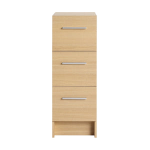 English Elm 12" Wall-mounted Oak Plywood Bathroom Linen Cabinet Slim Floating Single Door Storage W3450P440610