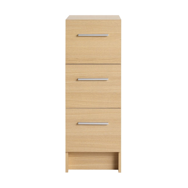 English Elm 12" Wall-mounted Oak Plywood Bathroom Linen Cabinet Slim Floating Single Door Storage W3450P440610