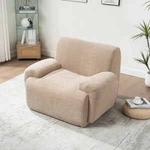 English Elm 42" Wide Chenille Stripe Accent Chair Deep Seat Foam Lounge for Bedroom or Apartment Taupe W3118P453257