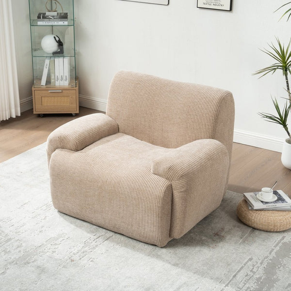English Elm 42" Wide Chenille Stripe Accent Chair Deep Seat Foam Lounge for Bedroom or Apartment Taupe W3118P453257