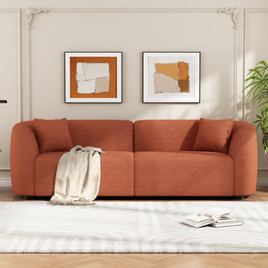 English Elm Christopher Knight Home® - 87" Curved Orange Bouclé Sofa: Sculptural Design, Plush Comfort, And Solid Durability For Modern Living Spaces N767P2323857A