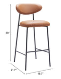 Rorun Barstool - Set of 2 Brown 110338 Zuo Modern