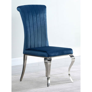 English Elm Shambrook Blue Upholstered Side Chairs Set of 4 — Tufted Curved Back, Plush Padding, Sleek Dramatic Legs B062S00803