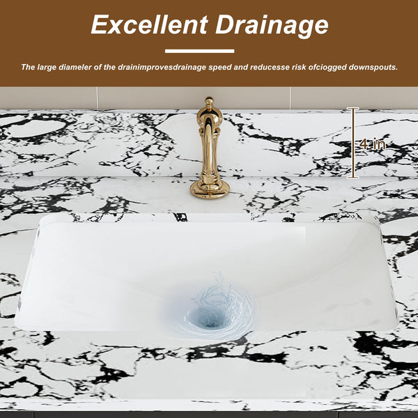 English Elm 43"X22" Bathroom Vanity Top With Undermount Sink & Backsplash In Panda White - Durable & Stylish! W509P362107