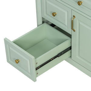 English Elm 36" Freestanding Bathroom Vanity With Stylish Ceramic Basin, Smart Storage & Elegant Green Finish N725P356064F