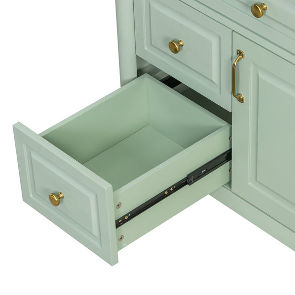 English Elm 36" Freestanding Bathroom Vanity With Stylish Ceramic Basin, Smart Storage & Elegant Green Finish N725P356064F
