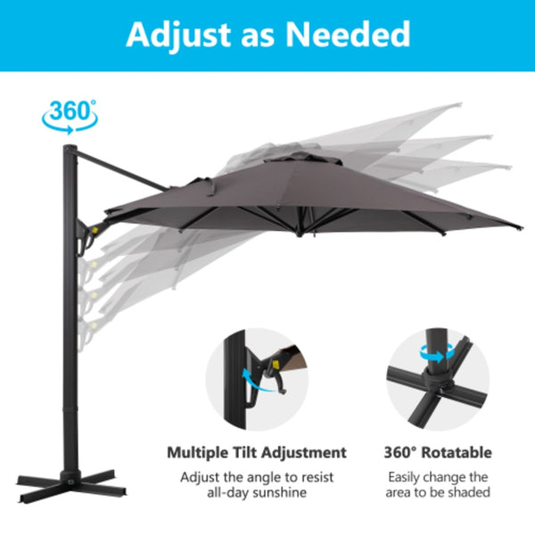 English Elm 11 Ft Cantilever Patio Umbrella Upf 50 Plus Aluminum Pole with Foot Pedal Rotation B082P454950