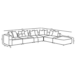 English Elm Amherst Grey 6-Piece Modular Sectional Sofa with Plush Cushions, Ottoman & Black Wood Feet, 154" B062S01219