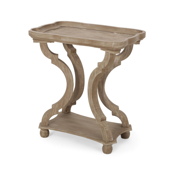 English Elm Christopher Knight Home® - End Hourglass Accent Table with Lipped Rectangular Top, French Country Firwood Charm and Elegance Natural N771P223027K