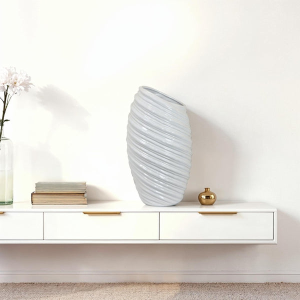 English Elm Avery Sculptural Ceramic Vase with Spiral Ribbed Texture for Modern Home Decor B056P416936