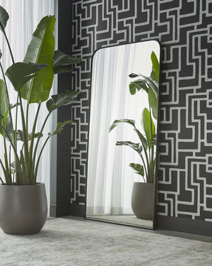 Sunpan Calabasas Floor Mirror - Sleek Minimalist Design with Iron Frame, Perfect for Modern Loft Spaces Black