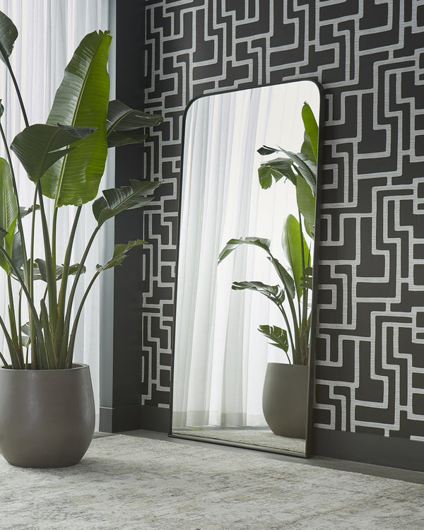 Sunpan Calabasas Floor Mirror - Sleek Minimalist Design with Iron Frame, Perfect for Modern Loft Spaces Black