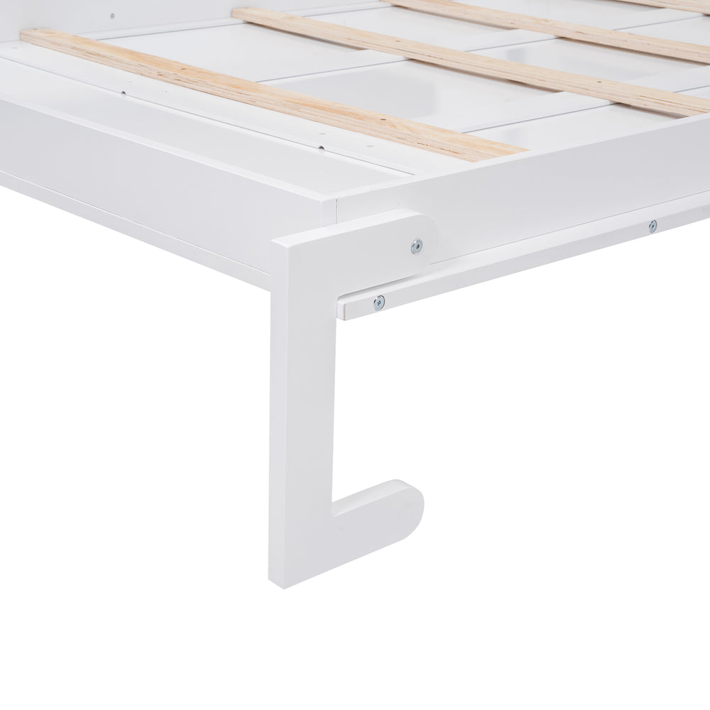 English Elm Full Full Size Murphy Bed with Hidden Cabinet, Multiple Shelves, Space-Saving White Design, 600lb Capacity GX000383AAK