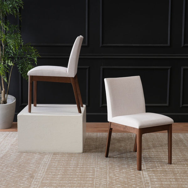 English Elm Set of 2 Upholstered Dining Chairs Rubberwood Legs Minimalist Modern Seating N759P288155K