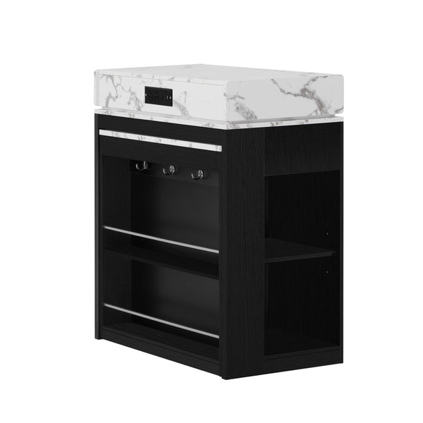 English Elm [video] Trexm Folding Extendable Kitchen Island Sideboard with Power Outlet and Storage XW000028AAB