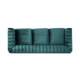 Christopher Knight Home® - Noble House - - 84-Inch Teal 3-Seater Velvet Sofa – Button Tufted With Nailhead Trim, Curved Backrest, And Rolled Arms, Stylish And Elegant Couch For Modern Living Rooms, Durable Upholstery, Luxury Design