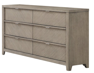 English Elm 6 Drawer Dresser with Book-Matched Veneers, Solid Wood & MDF, Side-Mounted Guides, Custom Hardware Light Gray 60.75 L x 19.5 W x 38.25 H B2699P238932