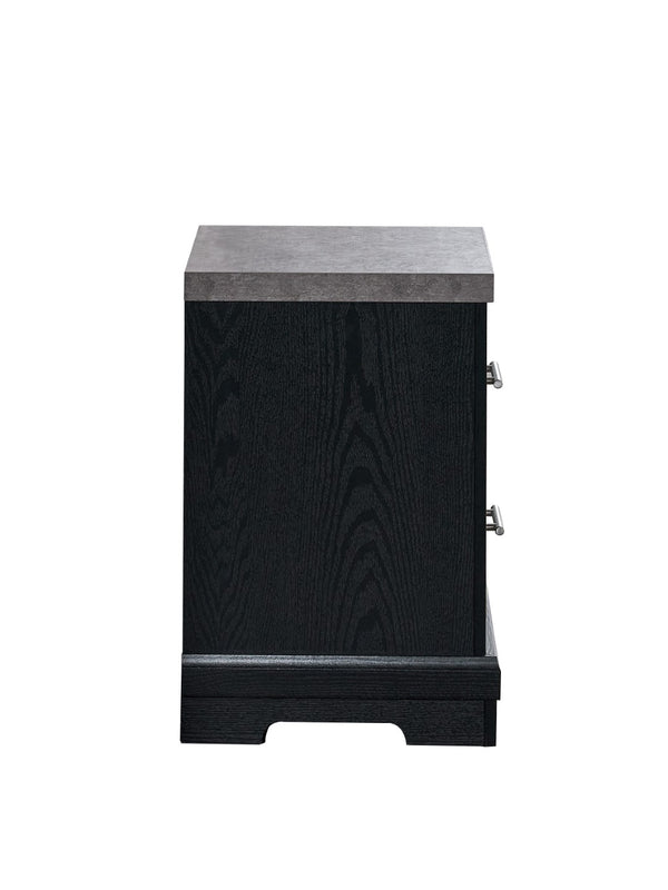 English Elm Grande Two Drawer Nightstand Black Laminate Faux Granite Top Brushed Chrome Bedroom B078P497912