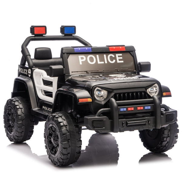 English Elm 12v Kids Police Ride on Car with Remote Control Dual Motors Suspension and Bluetooth W1578P353183