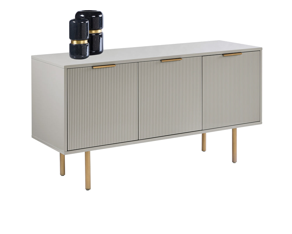 Sunpan Dorada Modern Sideboard With High Gloss Grey Finish And Gold Hardware - Stylish Storage Solution Grey Wood 111905